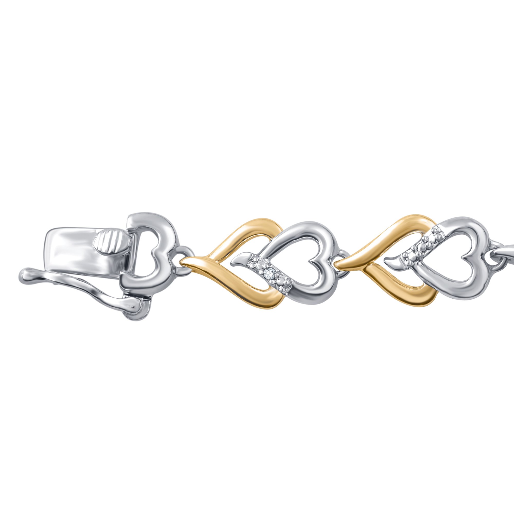 Elegant Diamond Accent Dual Tone Heart Bracelets for Women - Romantic Gift for Valentine's Day, Anniversary & Special Occasions
