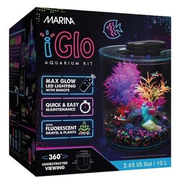 Marina iGlo Aquarium Kit - 2.65 Gallon (10 Liter) Fish Tank with LED Lighting - Perfect for Home, Office & Small Space Decor