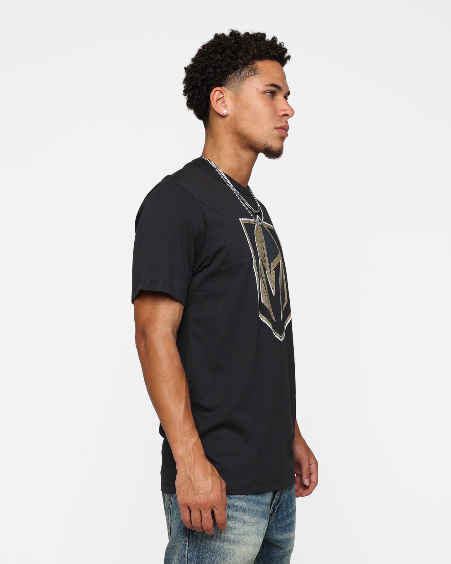 47 Brand Vegas Golden Knights Flint Black T-Shirt for Men - Official NHL Hockey Fan Apparel - Perfect for Game Day, Casual Wear & Sports Events