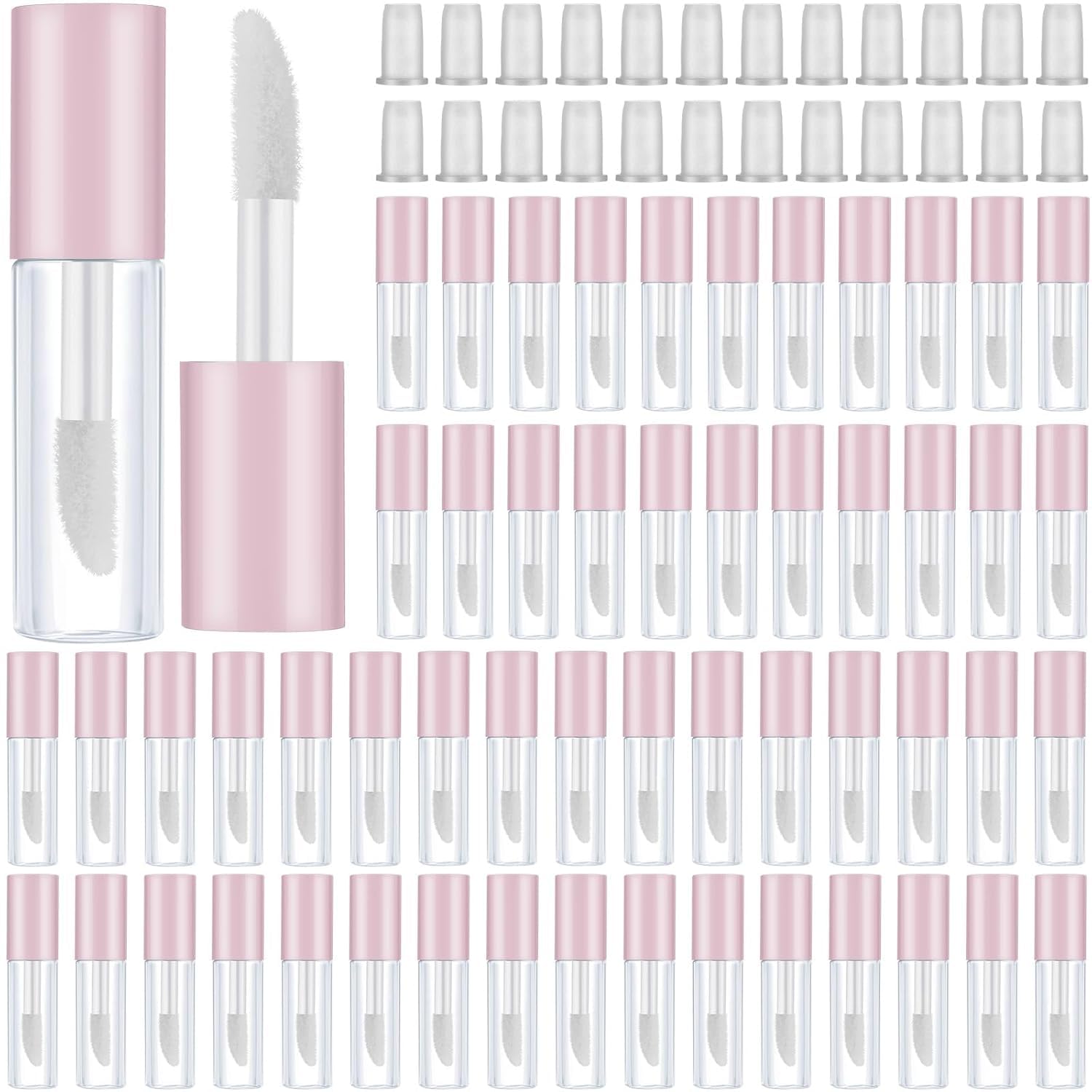 6-Pack 4ml Pink Round Refillable Travel Lip Gloss Containers - Premium Clear Empty Cosmetic Oil Bottles with Plug for Lip Care & DIY Makeup | Perfect for On-the-Go Touch Ups & Beauty Storage