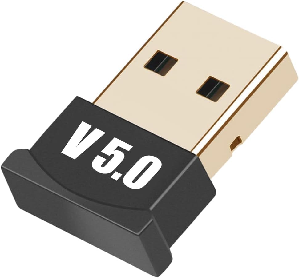 USB Car Bluetooth 5.0 Adapter - Wireless Mini Dongle Transmitter for PC, Laptop, Headset, Speaker, Keyboard, Mouse & Printer - Plug & Play with Windows 10/11 Support - Perfect for Hands-Free Calling & Wireless Audio in Car or Office
