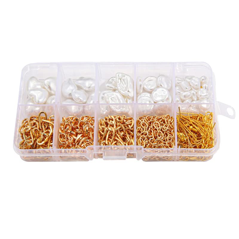 347Pcs Jewelry Making Kit - DIY Craft Beads with Hole for Necklace, Bracelet, Phone Lanyard - Faux Pearls & Spacer Beads for Wedding Decor, Party Favors, Gift Making (Artificial Pearl A)