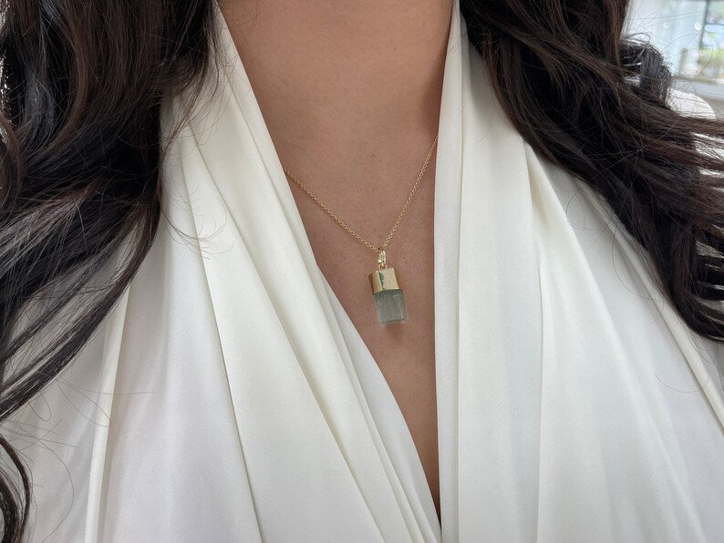 22.98 Carats 14K Yellow Gold Emerald Crystal Pendant Necklace - Elegant Jewelry for Women, Perfect for Parties, Weddings & Special Occasions