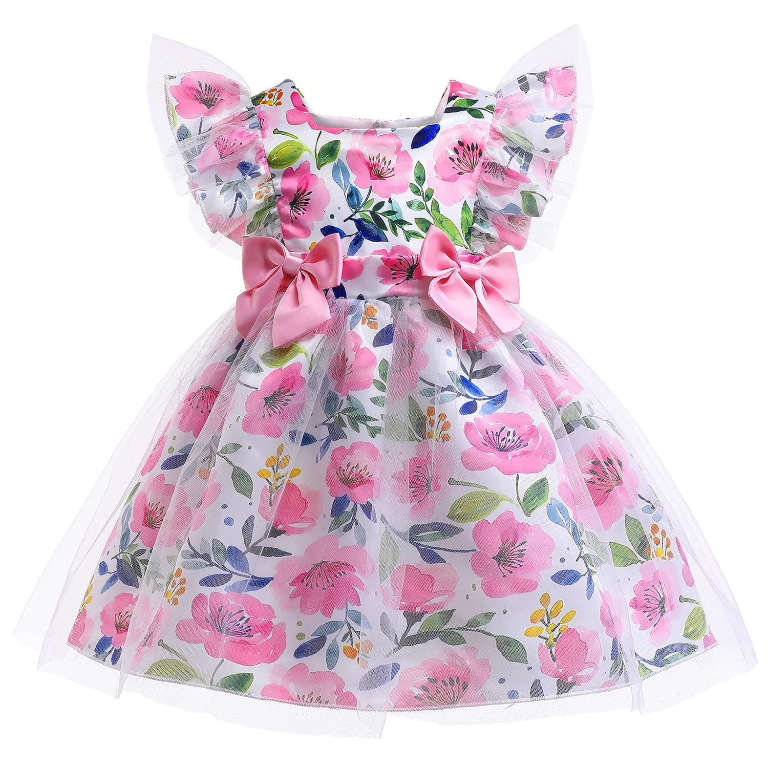 **Girls Satin Bow Knot Princess Dress - Cute & Lovely Baby Summer Dress for Parties, Photos & Special Occasions**