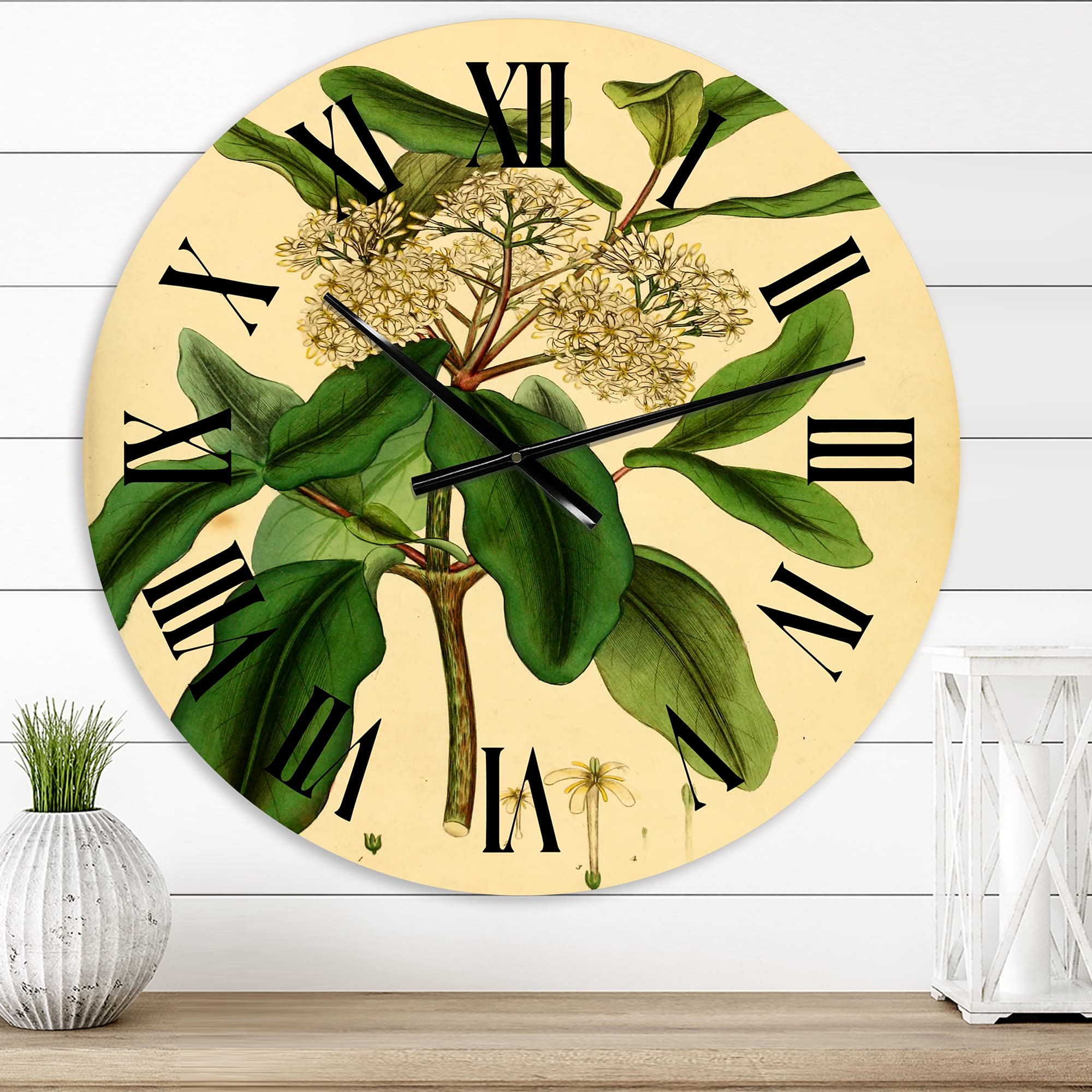 Vintage Floral Wall Clock - Large Traditional Botanical Wall Decor for Living Room, Bedroom, Office | Perfect for Home, Farmhouse & Vintage Style Decor