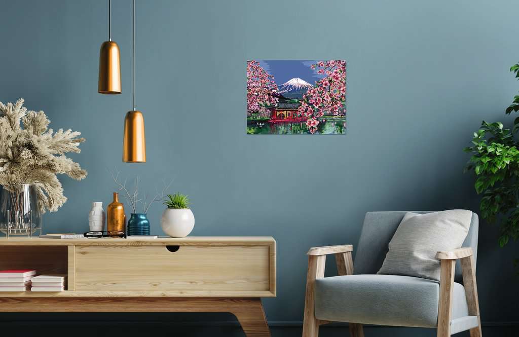 CreArt Japanese Cherry Blossom Wall Art - Handmade Canvas Painting for Home Decor, Office & Living Room - Perfect Gift for Housewarming, Wedding & Birthday