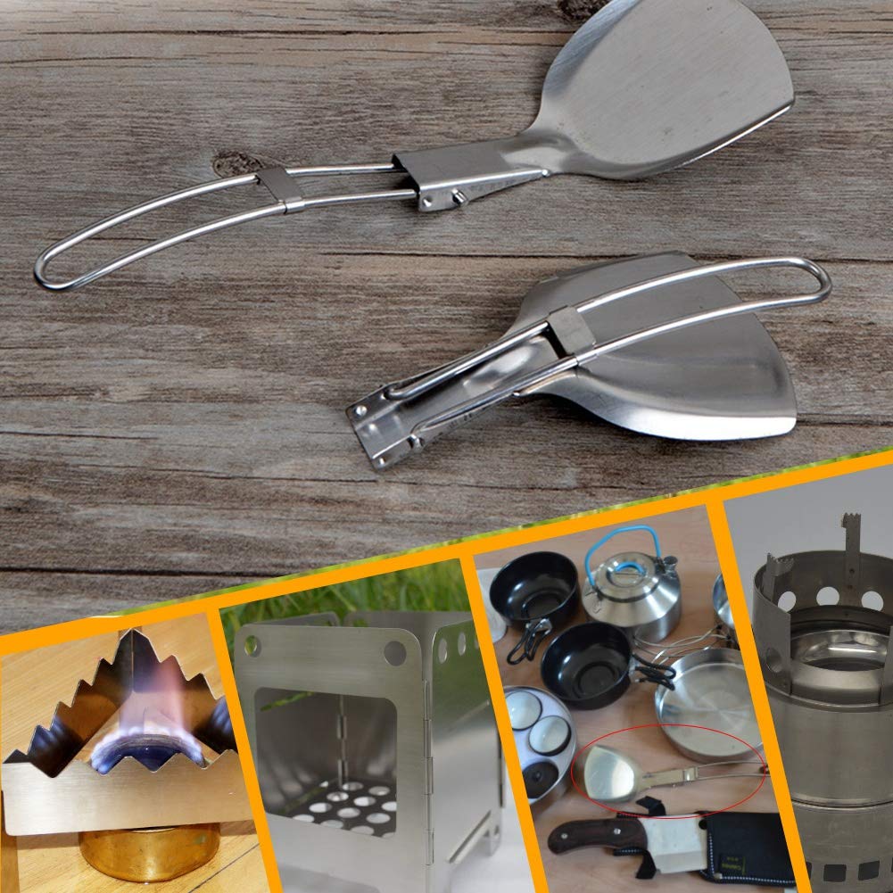 Foldable Stainless Steel Spatula for Cooking, BBQ, Grilling & Camping - Dishwasher Safe Metal Turner for Outdoor, Travel & Easy Storage - Perfect for Picnics, Backyard Parties & RV Adventures