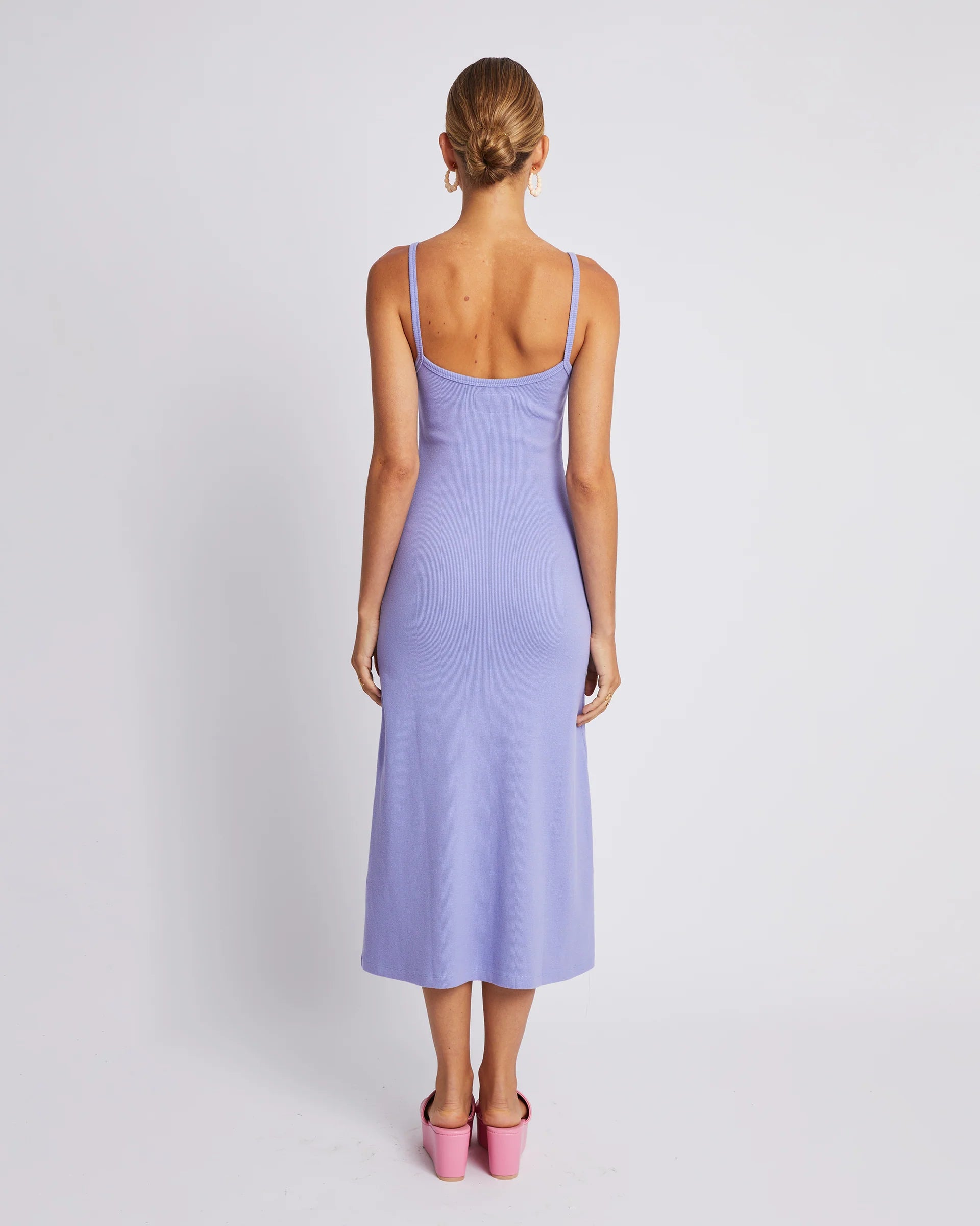 Elegant A-Line Midi Dress in Lilac - Perfect for Weddings, Parties & Casual Outings
