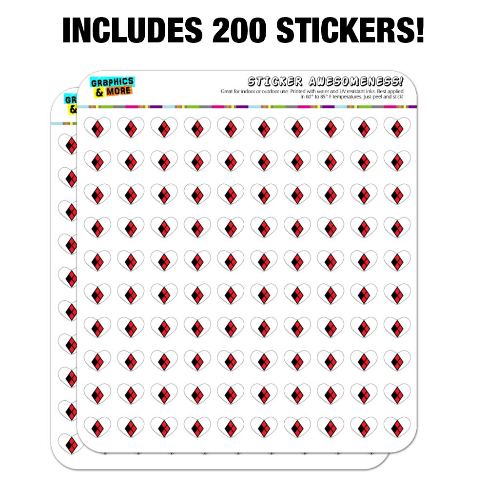 Harley Quinn Diamond Logo Heart Shaped Planner Stickers - Scrapbook & Craft Decoration for Journals, Calendars, DIY Projects - Perfect for Bullet Journaling, Gift Wrapping, and Party Decorations