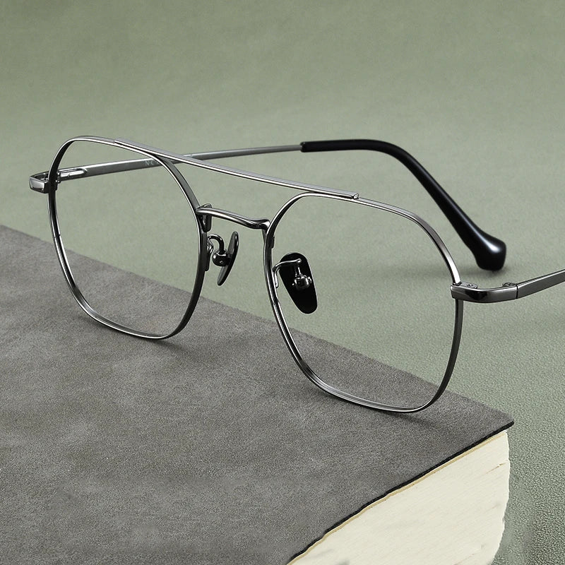 Bclear Unisex Full Rim Oval Titanium Double Bridge Eyeglasses 86677 - Lightweight Durable Frame for Work, Reading & Everyday Use