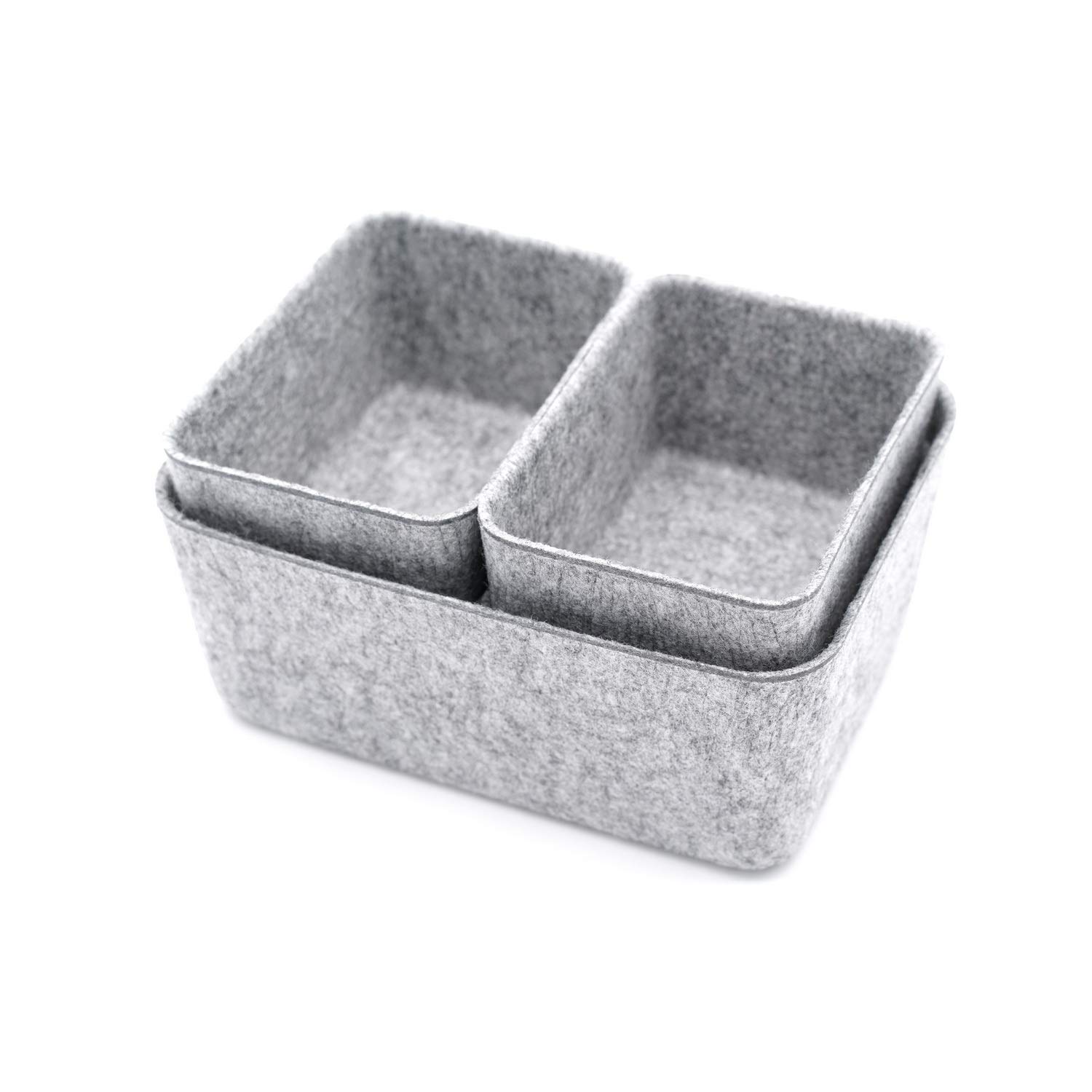 Welaxy 5-Pack Gray Felt Drawer Organizers for Office, Jewelry & Makeup