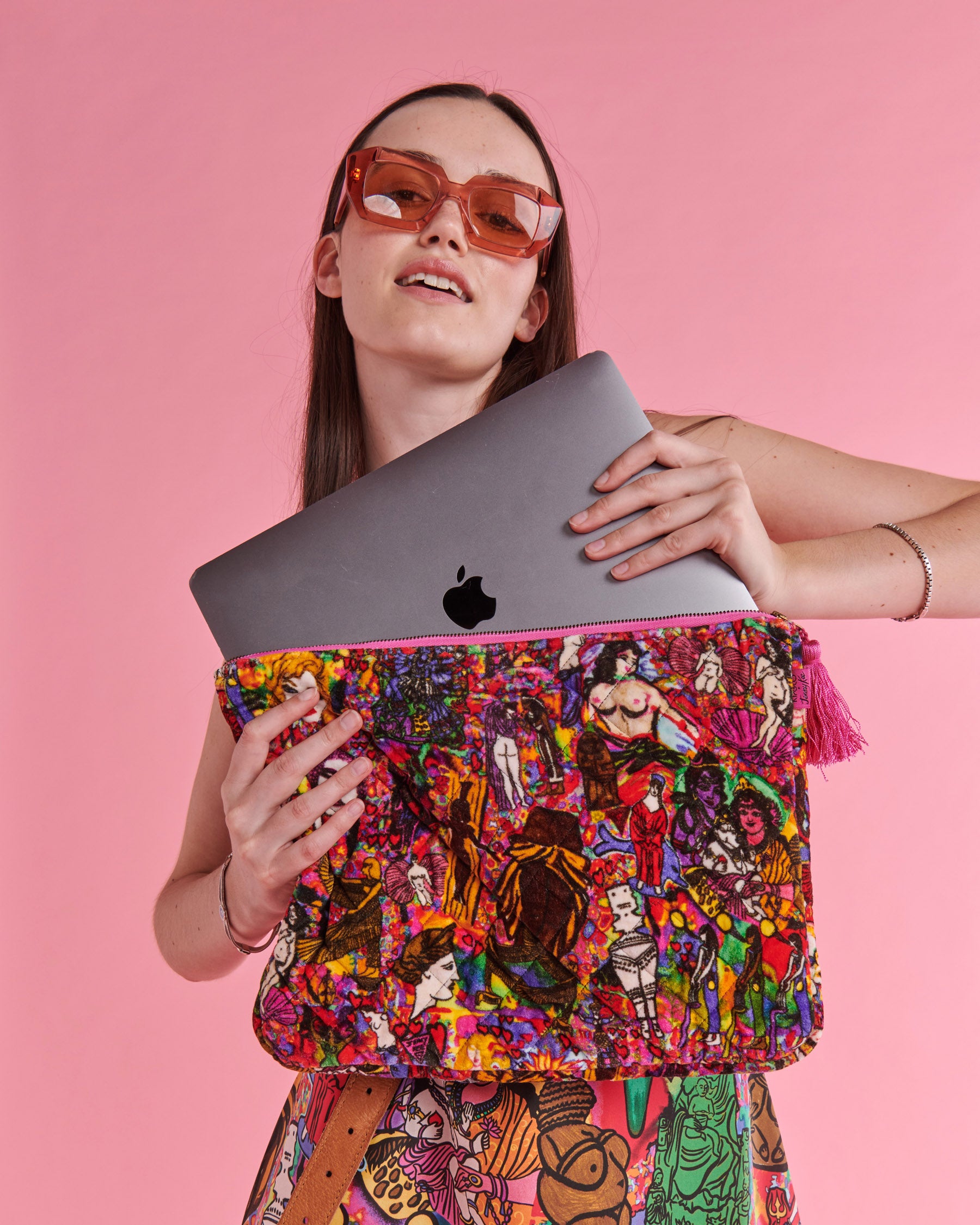 Kip&Co x Jenny Kee Goddesses Velvet Laptop Case - Stylish & Protective 13-15 Inch Laptop Sleeve for Women, Perfect for Work, Travel & School Accessories