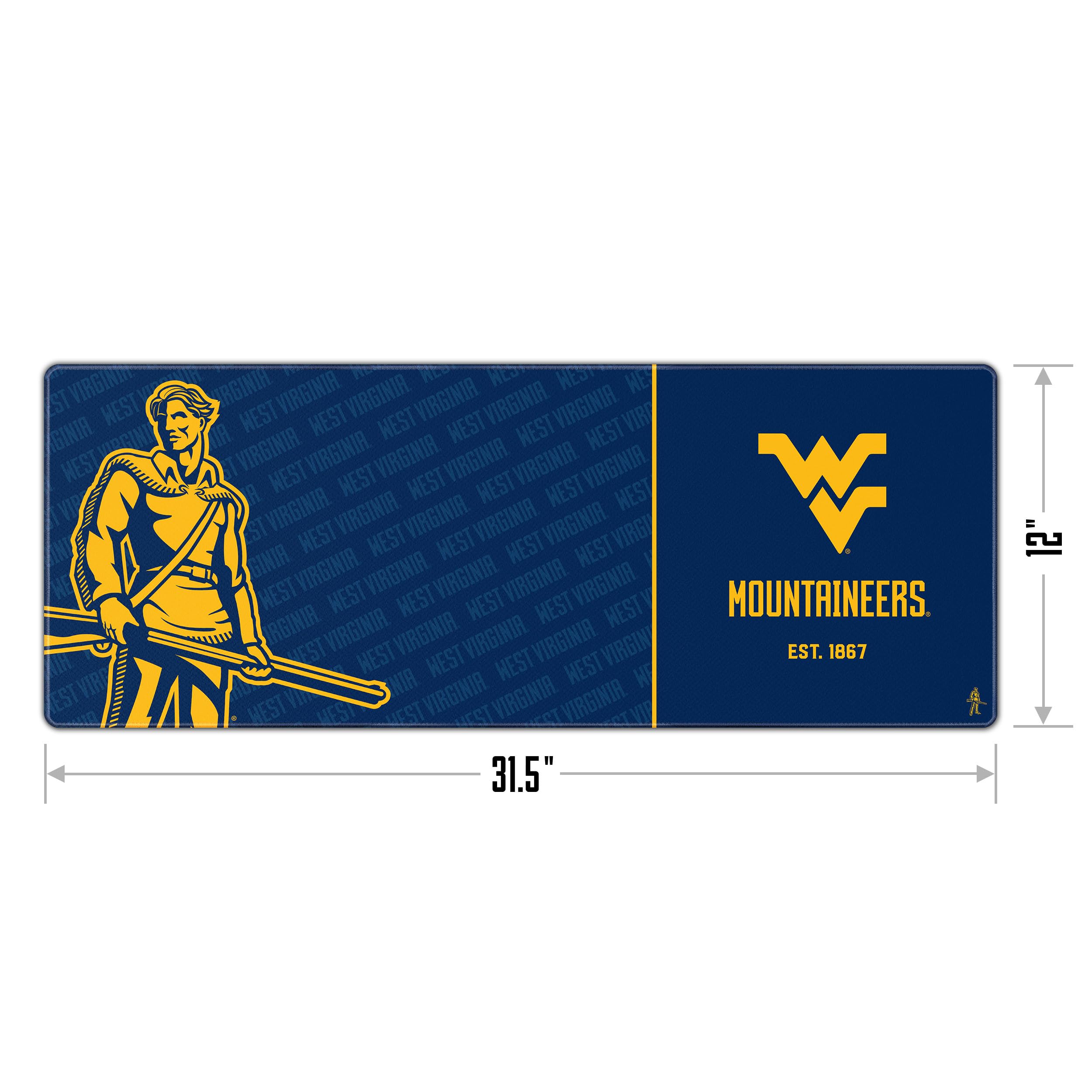 YouTheFan NCAA West Virginia Mountaineers Logo Series Desk Pad - Non-Slip Mouse Pad for Office & Gaming - Perfect for WVU Fans, Students & Alumni (SMU Size)