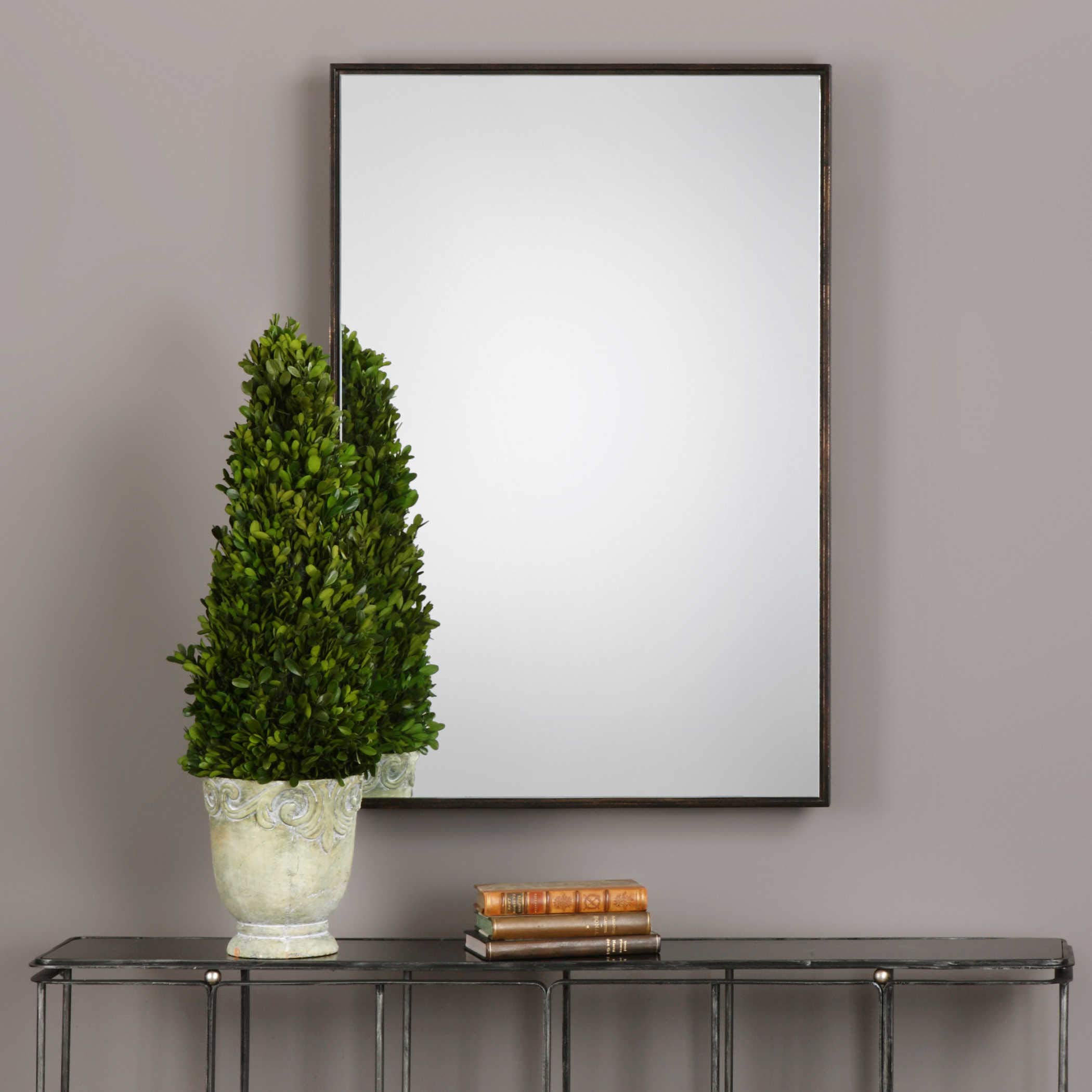 Spinner Moss & Fig Metro Contemporary Oil Rubbed Bronze Wall Mirror - 24x36 Inch Rectangle Glass Panel with Bronze Frame - Perfect for Living Room, Bedroom, or Entryway Decor