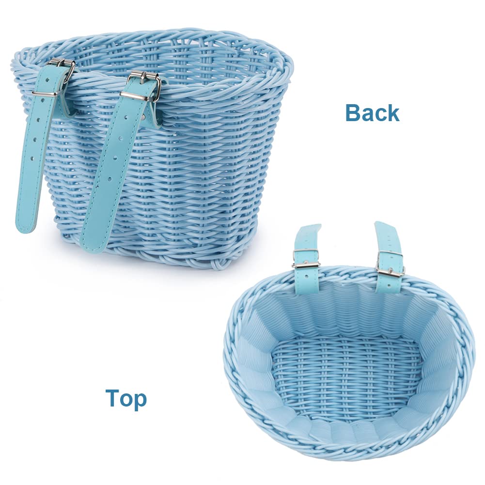 D-Shaped Wicker Front Handlebar Bike Basket for Kids - Durable Bicycle Accessories for Boys & Girls - Perfect for School, Picnics & Shopping Trips