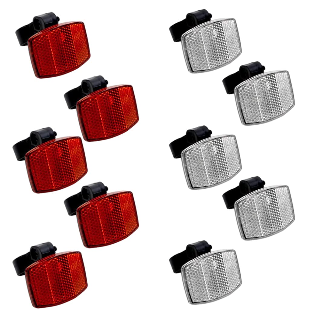 10PCS Bike Reflectors - Front & Rear Bicycle Safety Lights for Handlebar & Saddle | High Visibility Cycling Accessories for Night Riding & Commuting