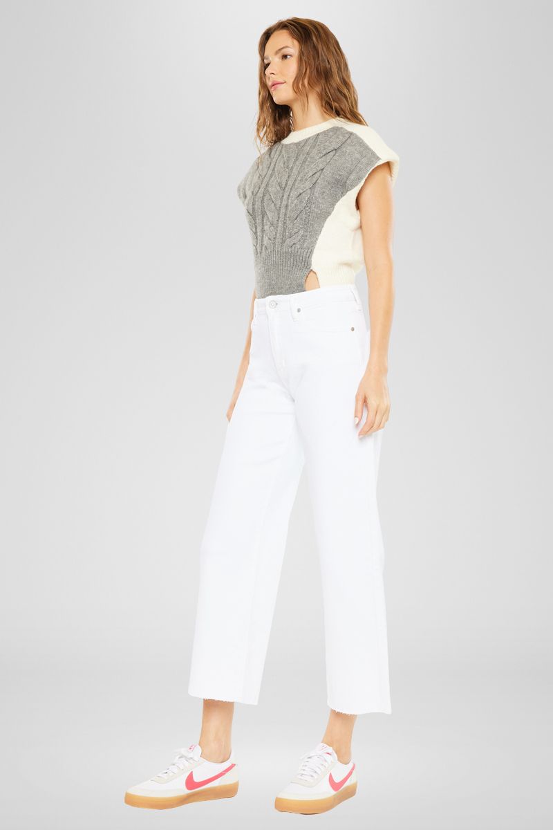 Dianella High Rise Crop Wide Leg Jeans for Women - Trendy Distressed Denim Pants for Casual Outfits & Streetwear Fashion