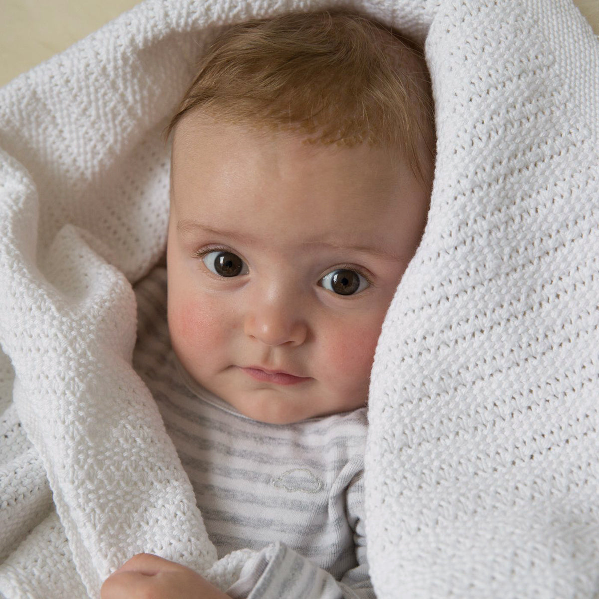 Soft Cellular Cotton Baby Blanket - Breathable White Receiving Blanket for Newborns & Infants - Perfect for Swaddling, Nursing & Stroller Use