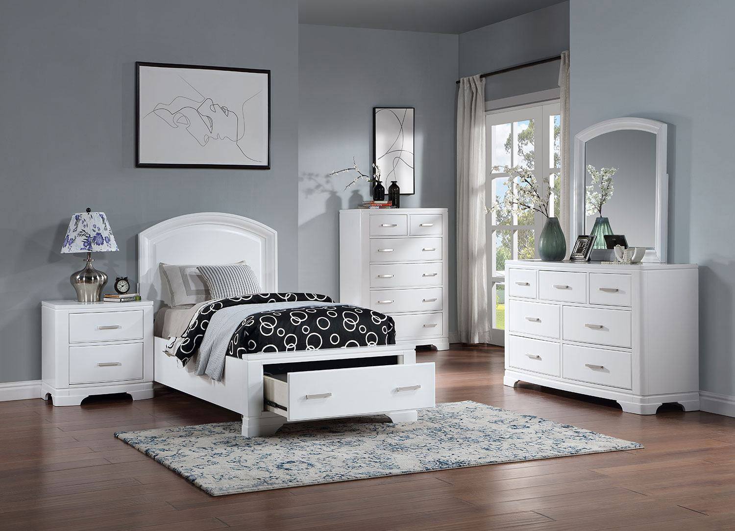 Arista 3-Piece Twin Storage Bed Frame Set in White - Space-Saving Bedroom Furniture with Underbed Drawers for Kids, Teens & Small Rooms