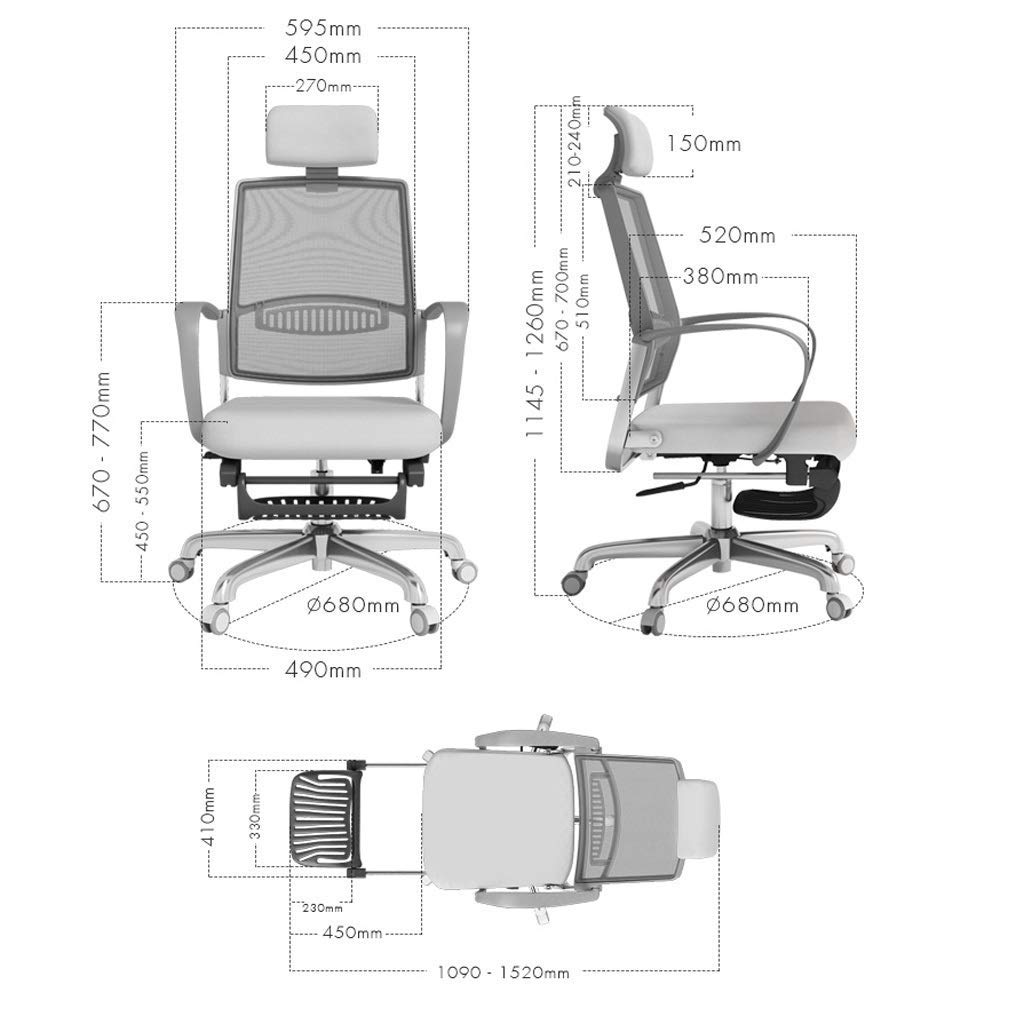 Ergonomic Office Chair - Adjustable Reclining Computer Desk Chair with Lumbar Support for Home & Office, Perfect for Long Work Hours & Lunch Breaks (Gray)