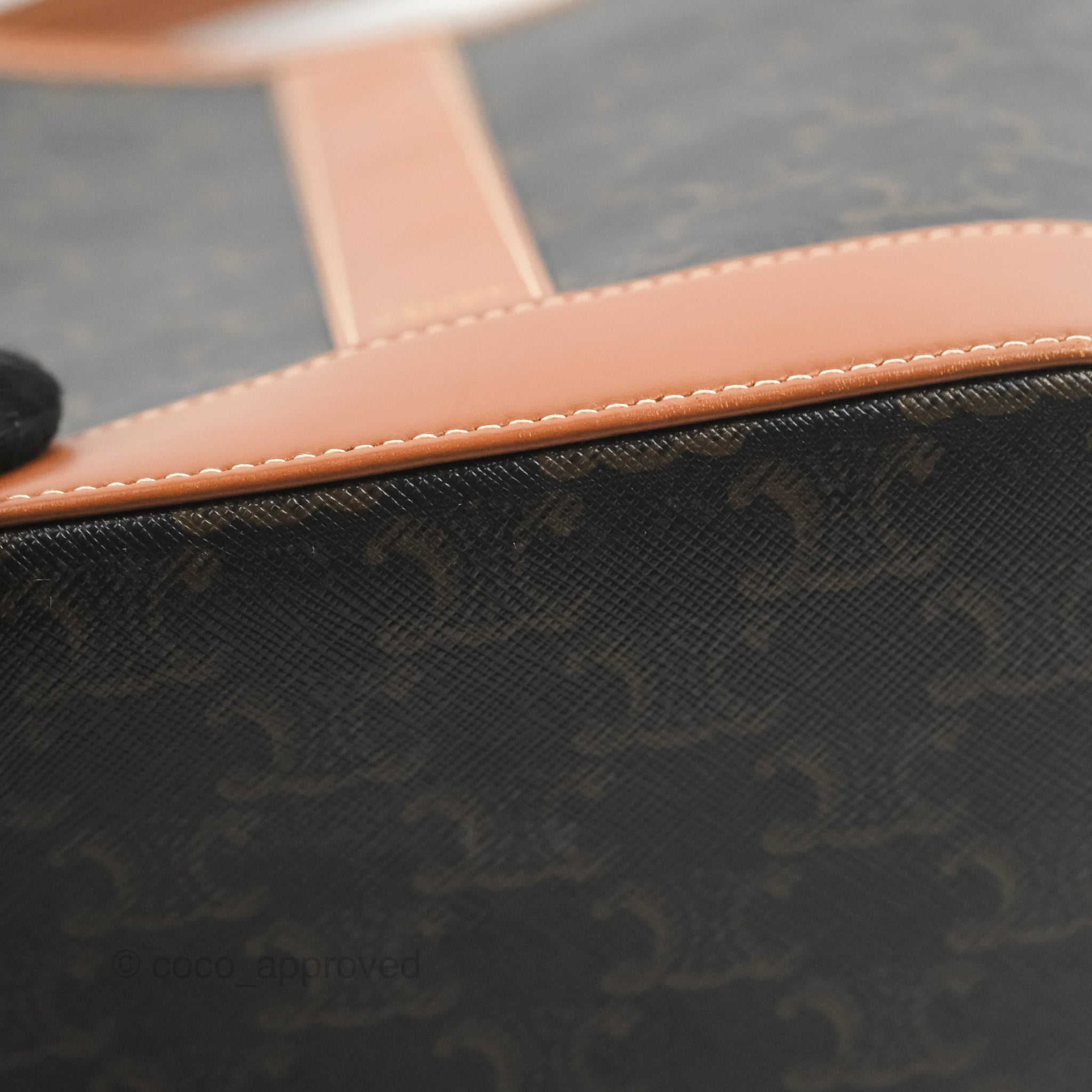 Celine Small Bucket Bag in Triomphe Canvas & Tan Calfskin Leather - Perfect for Everyday Use, Work & Travel Accessories