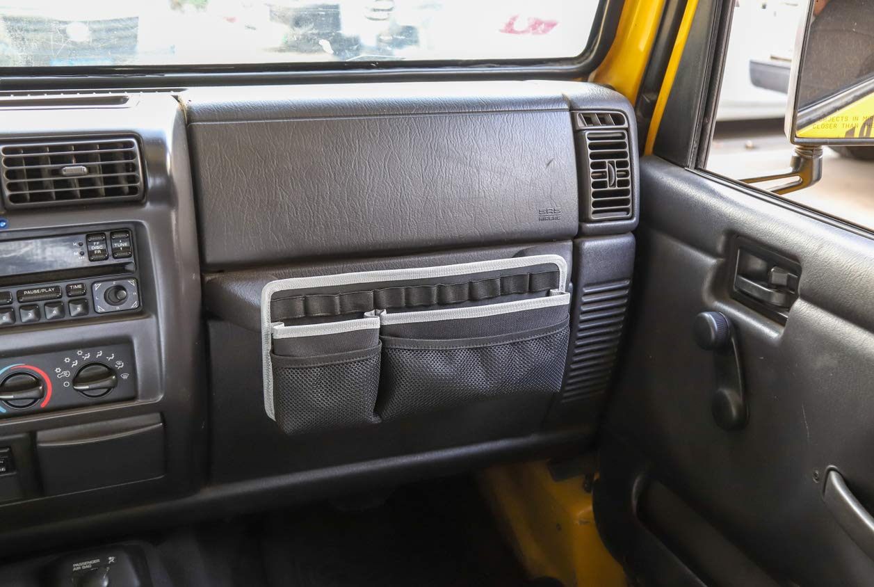 1997-2006 Jeep Wrangler TJ SE Sport Sahara Rubicon Interior Grab Handle Storage Organizer Bag - Car Accessories for Phone, Keys & Small Items - Perfect for Off-Roading & Daily Commute