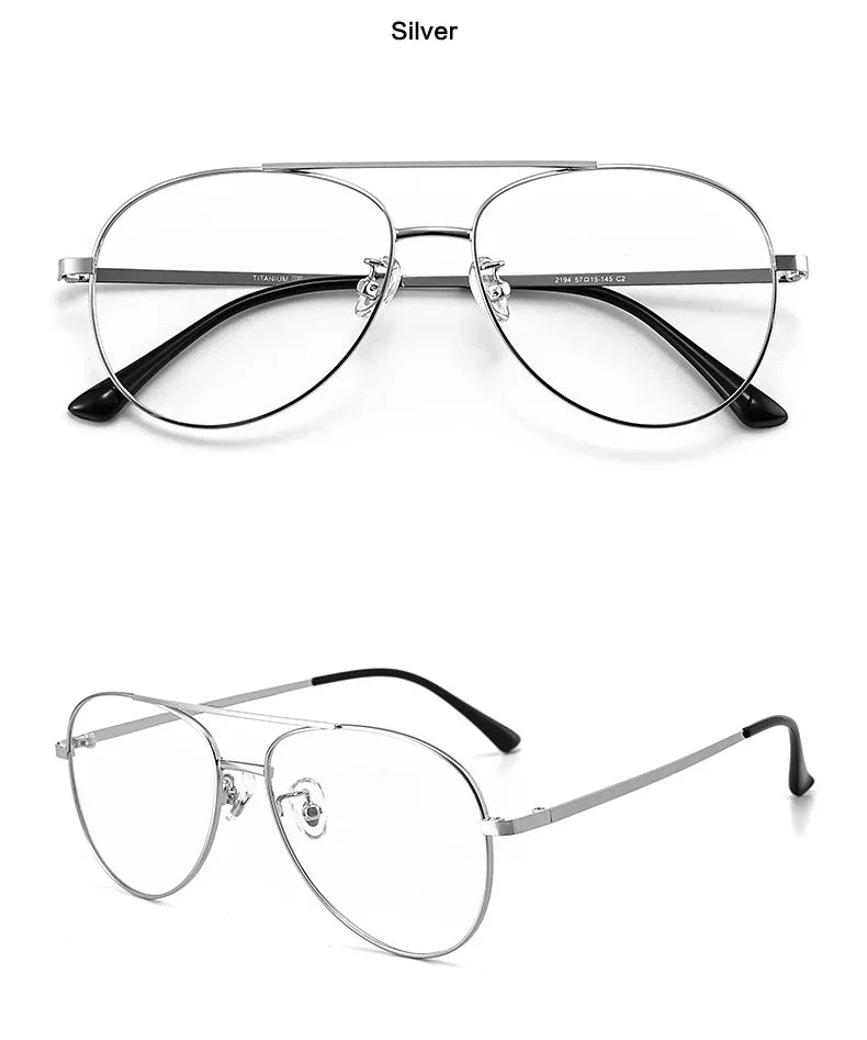 Aror Men's Full Rim Oval Double Bridge Titanium Eyeglasses 42194 - Lightweight & Durable Titanium Frame for Reading, Work, and Everyday Use