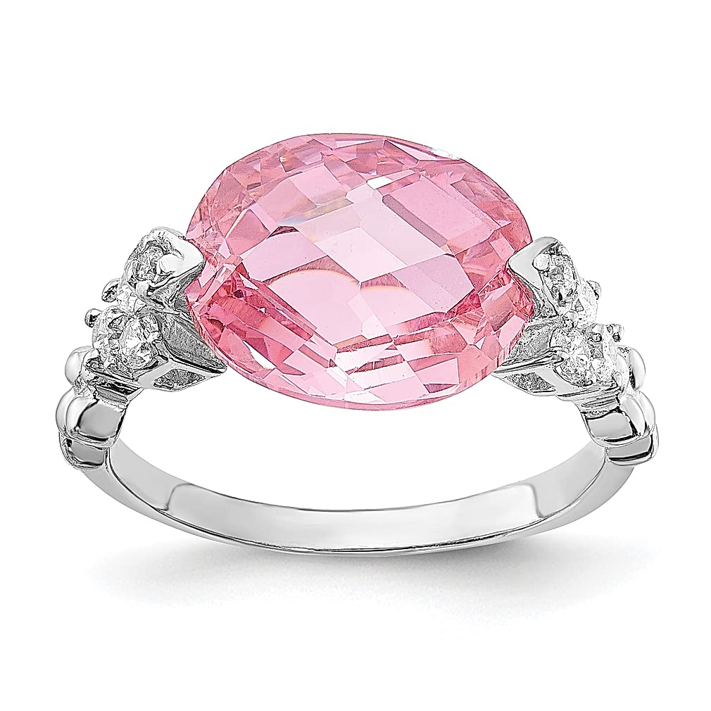 925 Sterling Silver Pink Clear Cubic Zirconia CZ Band Ring for Women - Elegant Fine Jewelry Gift for Her - Perfect for Anniversaries, Birthdays & Special Occasions