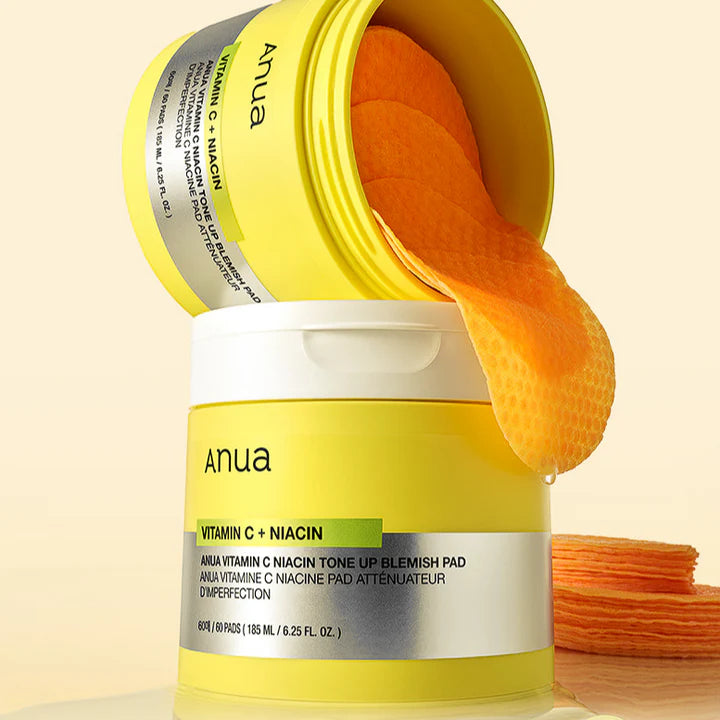 Anua Vitamin C + Niacin Tone Up Blemish Pad 185ml (60 Count) - Brightening & Exfoliating Face Pads for Acne-Prone Skin | Korean Skincare for Dark Spots & Uneven Texture