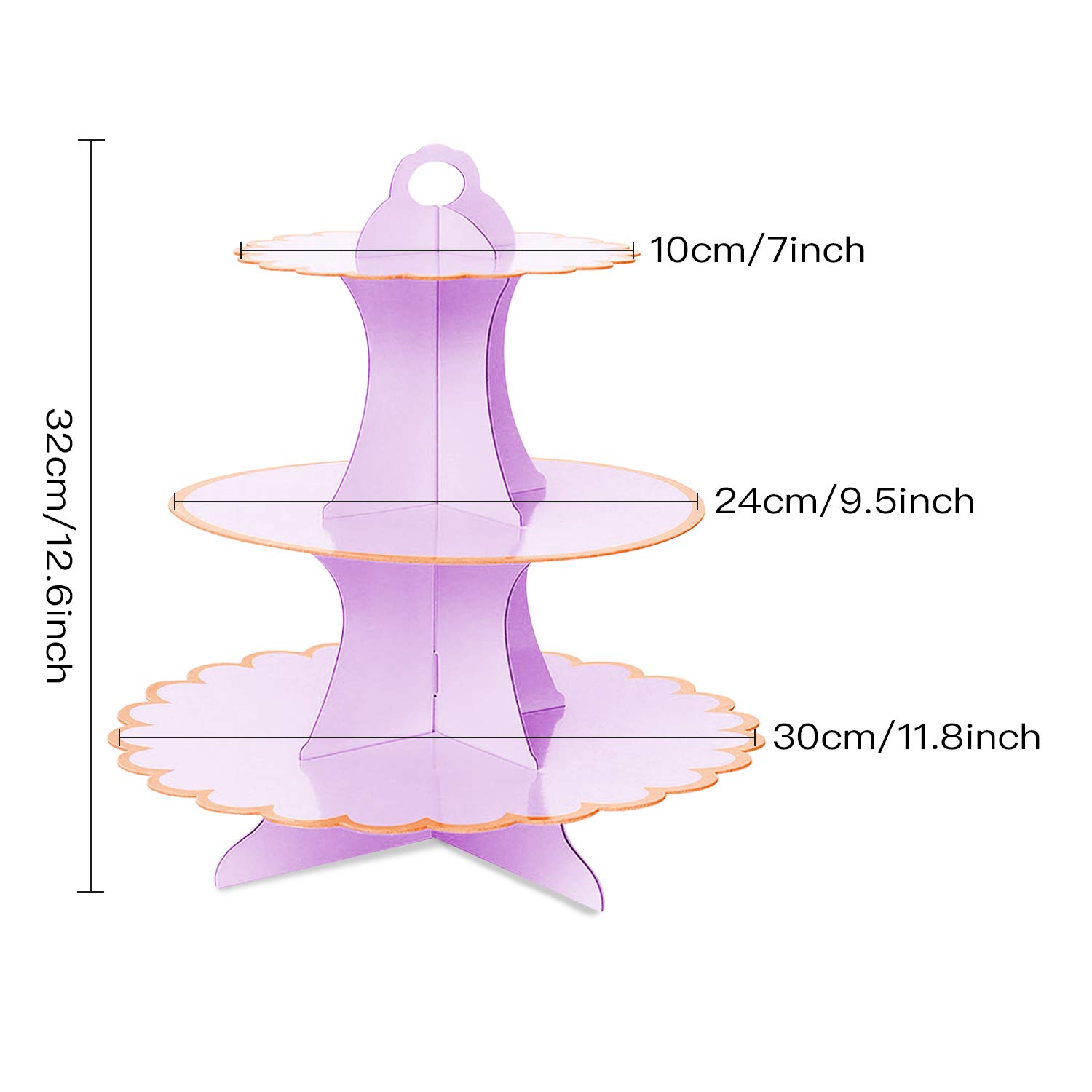 3-Tier Cupcake Stand Set - Purple Cardboard Dessert Display Tower for Mini Cakes, Cookies & Candy Buffet | Perfect for Birthday Parties, Baby Showers & Wedding Receptions