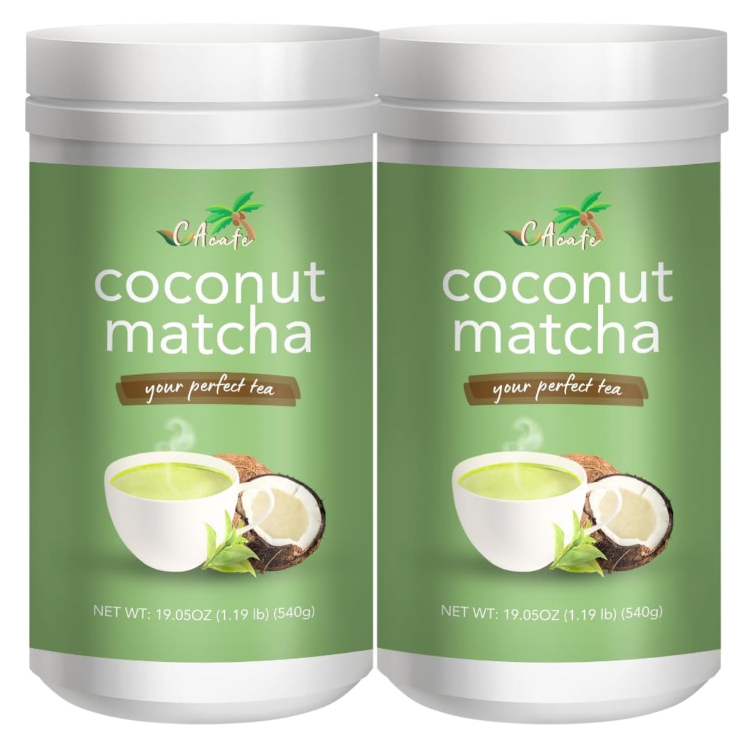 Organic Coconut Matcha Green Tea Latte Mix - Instant Japanese Health Drink Powder for Hot or Iced Tea | Creamy, Sweet & Reduced Sugar | Non-GMO, No Artificial Flavors | 2-Pack | Perfect for Morning Energy, Afternoon Pick-Me-Up or Relaxing Evening Drink