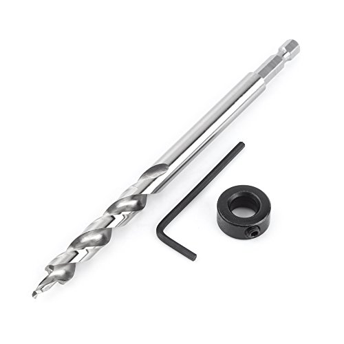 FTVOGUE 9.5mm Hex Shank Woodworking Drill Bit - Precision Miter Hole Positioning Tool for Carpentry & DIY Projects - Perfect for Furniture Making, Cabinet Installation, and Wood Joinery Work