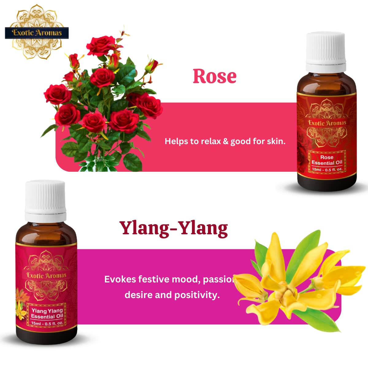 Premium Essential Oils Set - 100% Pure Lavender, Sandalwood, Jasmine, Rose & Ylang Ylang for Aromatherapy, Massage, Diffuser & Relaxation - 5 Bottles (10ml Each) - Perfect for Home Spa, Yoga & Stress Relief