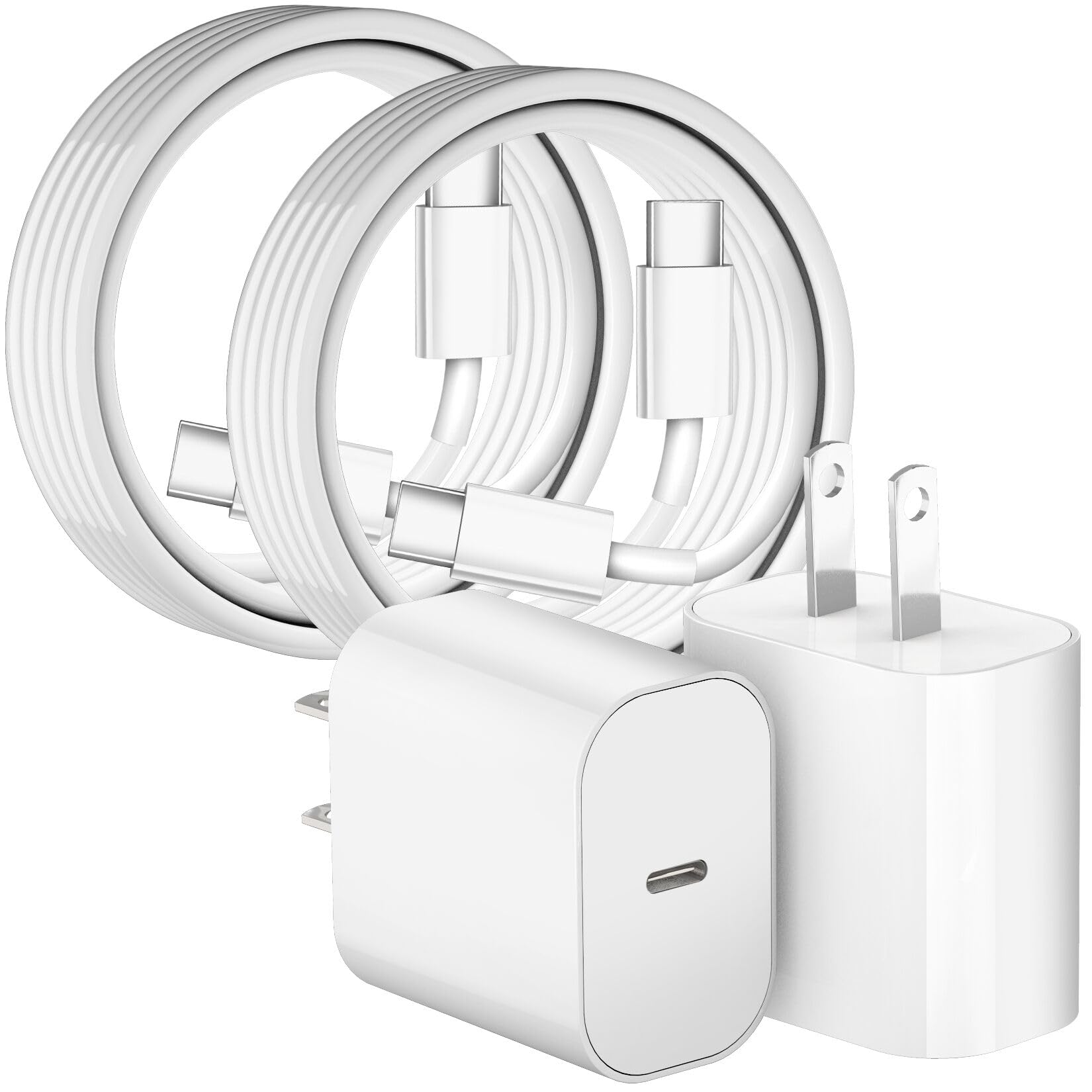 Fast Charging 20W USB C Charger Block 2-Pack with 6FT USB C Cable - Compatible with iPhone 16 Pro/Pro Max/16/16e & iPhone 15 Series/iPad Pro - Quick Charge for Home, Office & Travel