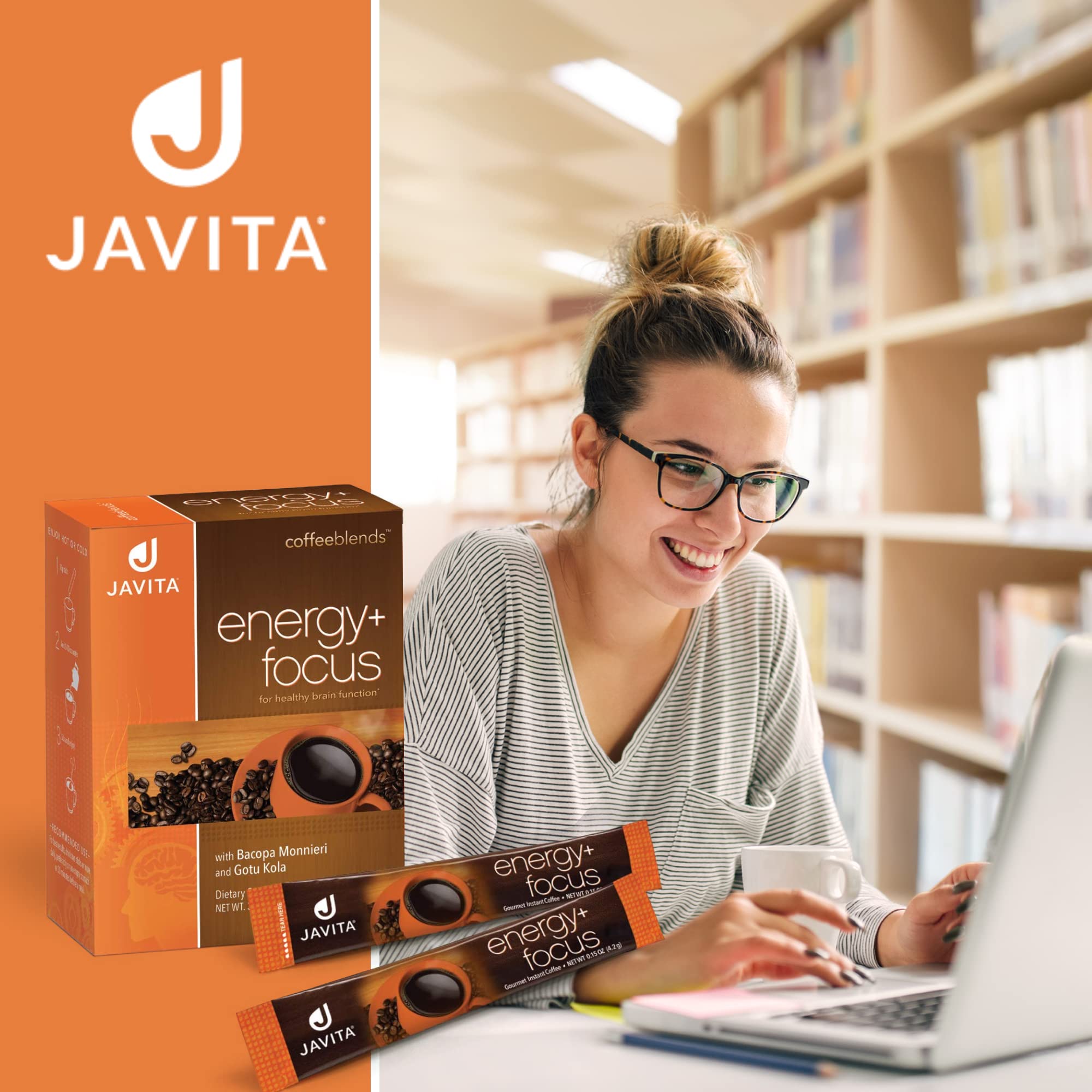 Javita Energy + Focus Instant Coffee Packets - 100% South American Arabica & Robusta Blend with Herbs for Mental Clarity, Natural Energy Boost & Enhanced Focus | Keto-Friendly, Diet-Friendly Drink | 3 Boxes of 24 (4.2g) Sticks | Perfect for Office, Study & Workout Sessions