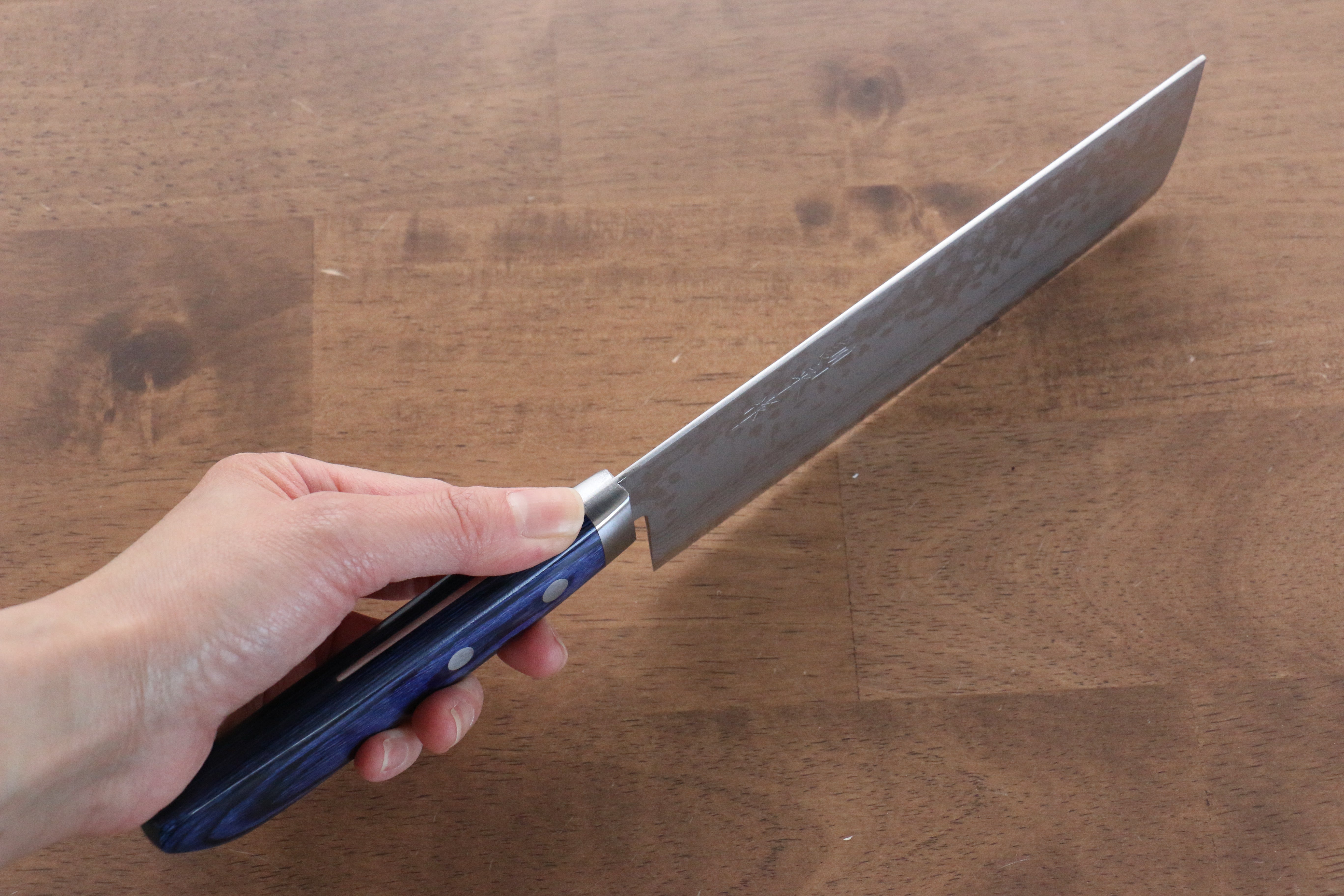 Premium Kunihira Sairyu VG10 Damascus Nakiri Knife 165mm - Japanese Chef Knife with Blue Pakka Wood Handle - Perfect for Sushi, Vegetables & Precision Cutting