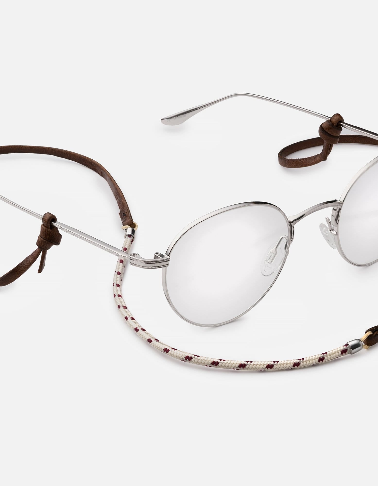 Premium Nexus Leather Sunglass Cord with Sterling Silver Clips - Secure & Stylish Eyewear Accessory for Outdoor Activities, Sports, and Travel