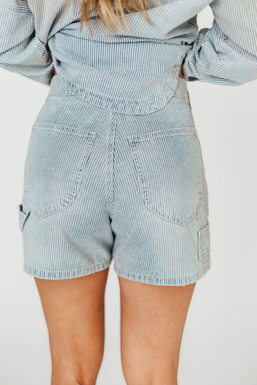 Jayme Women's Denim & White High Waist Shorts - Comfortable Stretch Fit for Summer, Casual Wear, and Outdoor Activities