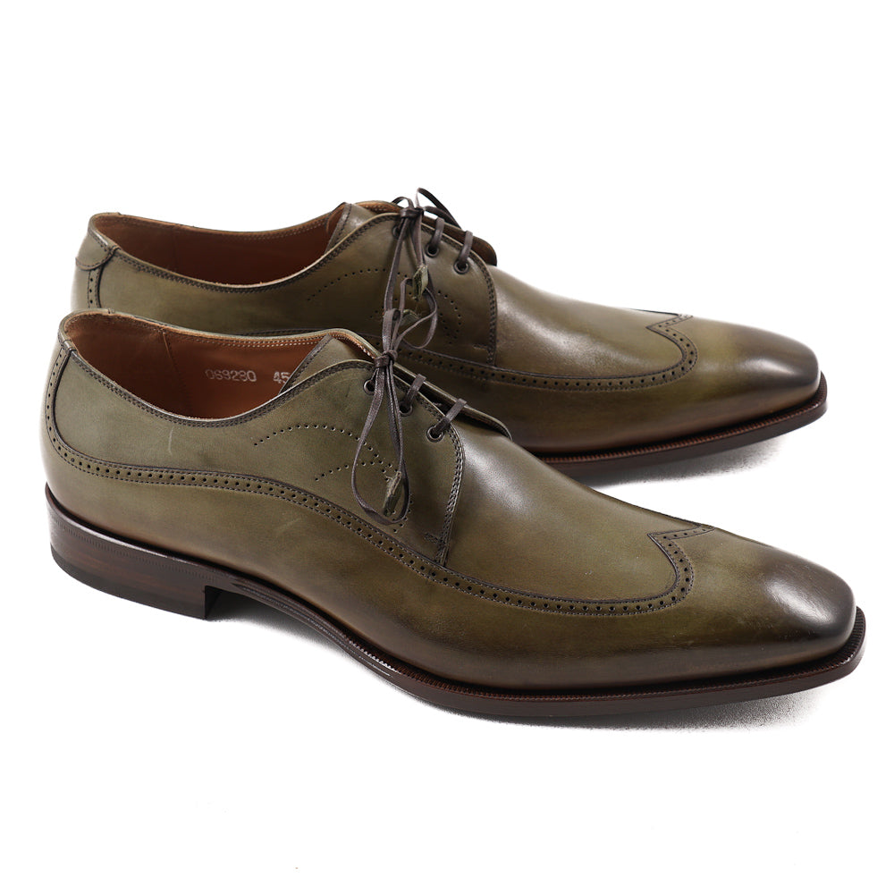 Franceschetti Derby Shoes in Antique Olive Green - Classic Men's Leather Dress Shoes for Business, Office & Formal Occasions
