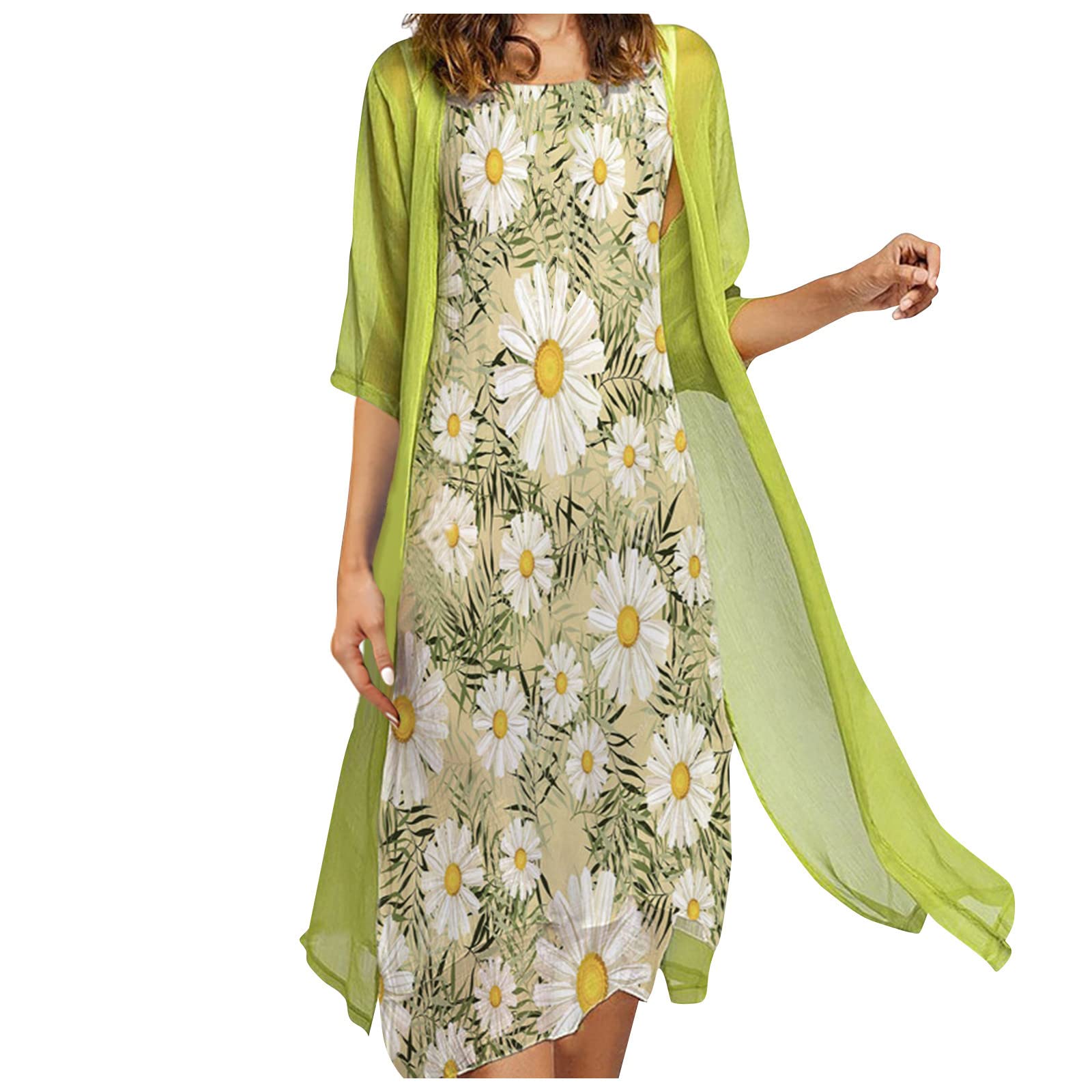 FIRERO Women's Summer Casual Dress - Breathable Chiffon Sleeveless Cocktail Dress with Crew Neck & Loose Fit Floral Patterns | Perfect for Night Out, Beach Vacation & Summer Parties