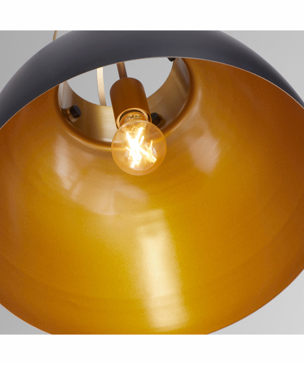 1 Light Matte Black Pendant with Aged Brass Finish - Modern Farmhouse Dining Room & Kitchen Island Lighting Fixture
