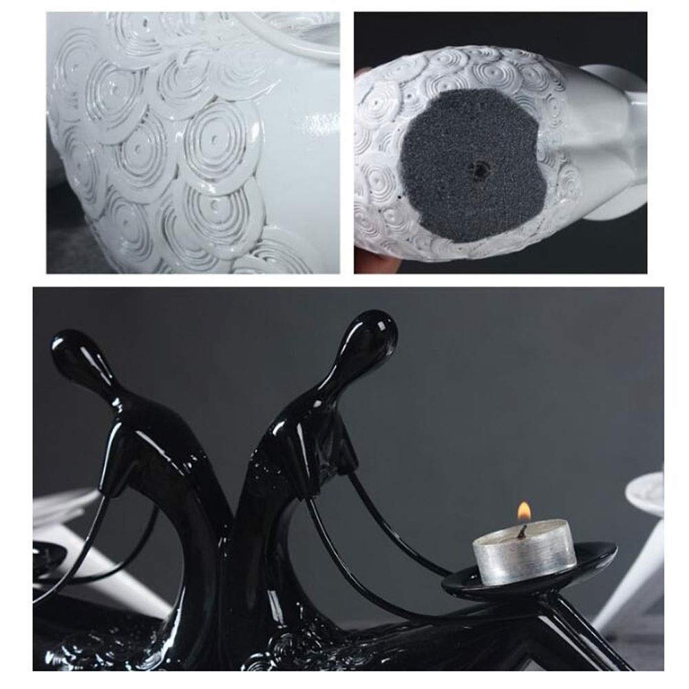 Nordic Resin Bookends with Candle Holder - Stylish Desk Organizer for Books, Office & Home Decor - Perfect for Shelves, Study & Workspace (Black)