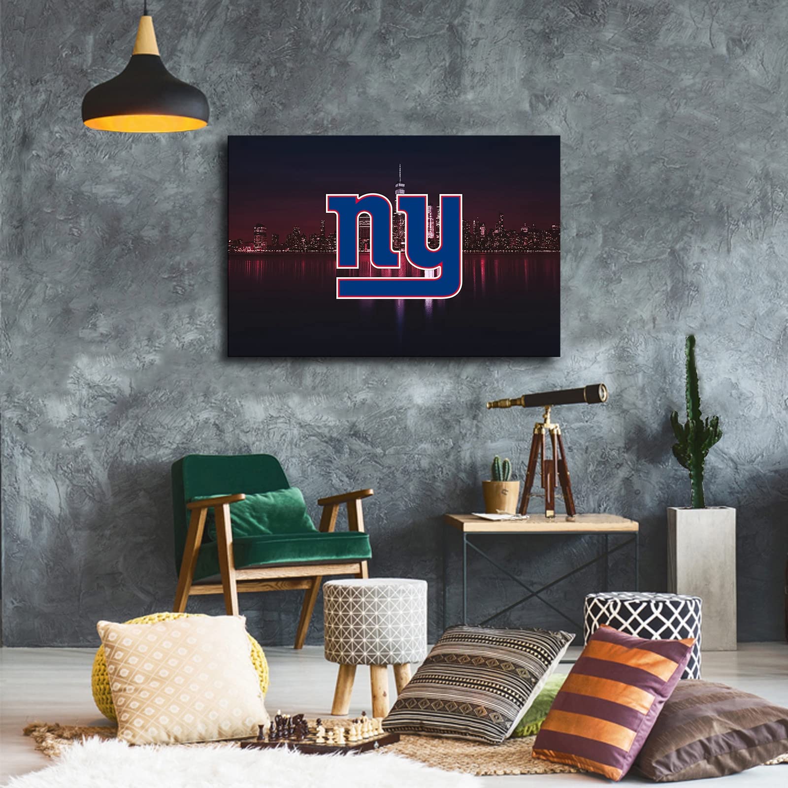New York Giants Football Poster - NFL Sports Wall Art Canvas Print for Living Room, Bedroom, Man Cave Decor - Unframed 8x12 Inch American Football Gift for Fans