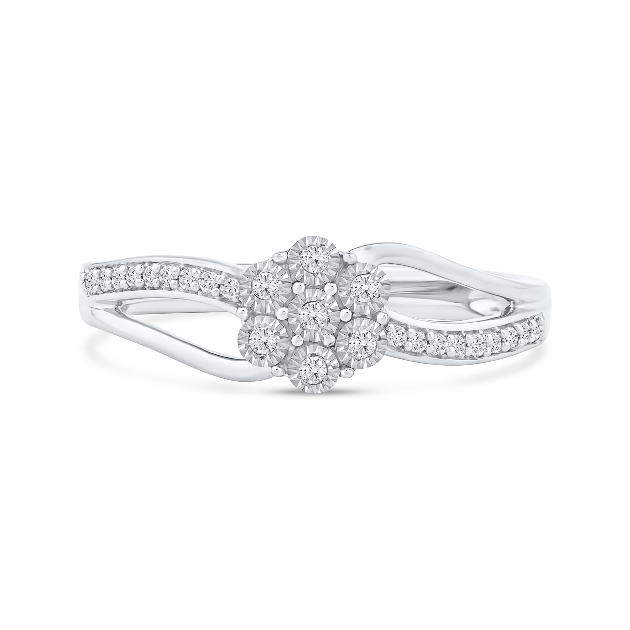 DZON Sterling Silver 1/10 CT TDW Diamond Promise Ring for Women - Perfect for Anniversaries, Engagements & Romantic Gifts