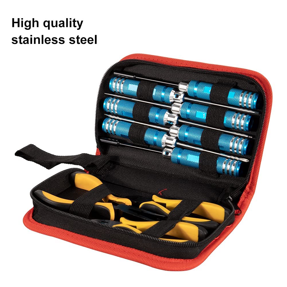10-in-1 RC Tools Kit with Screwdriver, Pliers & Wrench - Professional Repair Tool Set for RC Cars, Drones, Airplanes & Boats - Perfect for Hobbyists and DIY Enthusiasts
