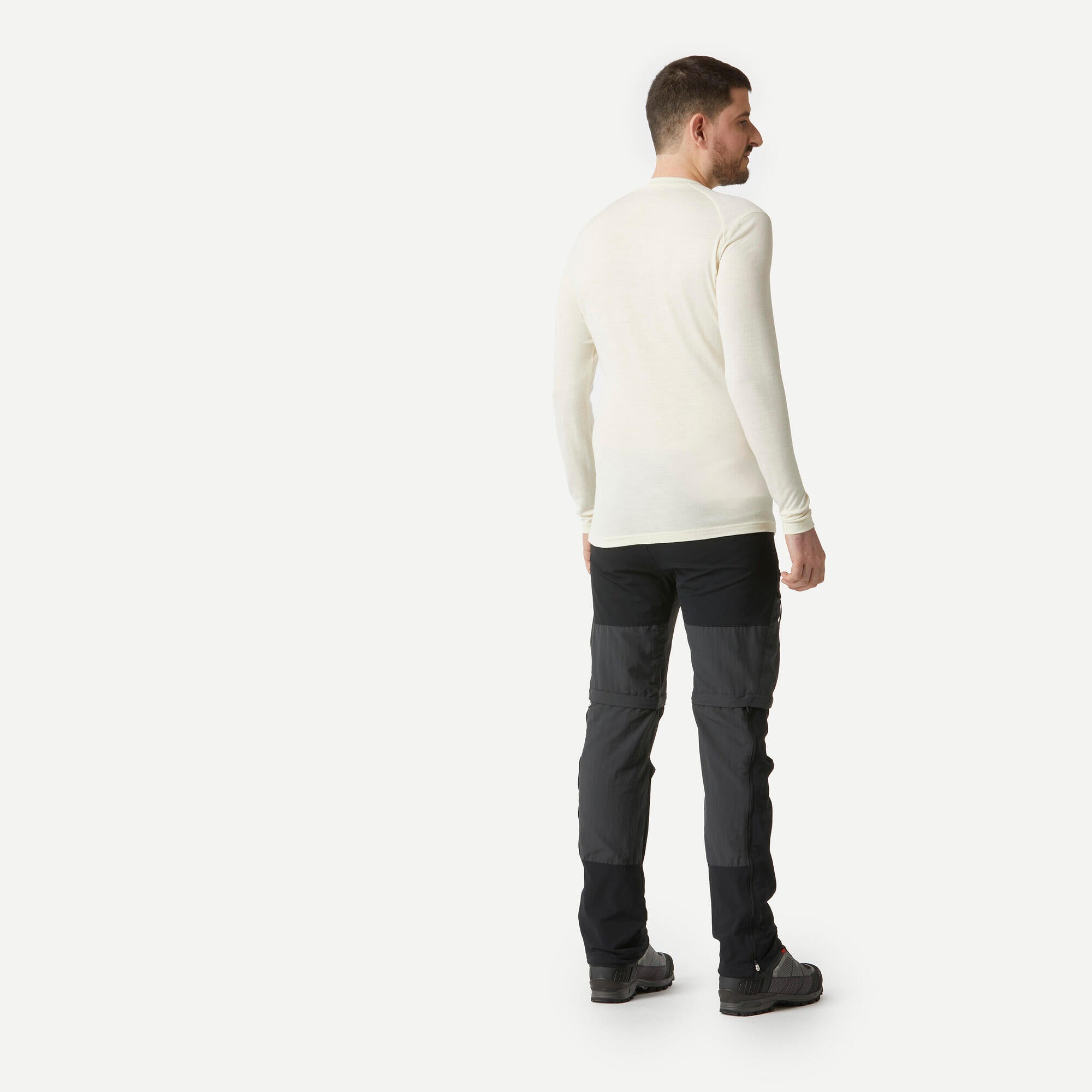 Forclaz Men's MT500 100% Merino Wool Long Sleeve Hiking Shirt - Warm & Breathable Base Layer for Outdoor Adventures & Winter Camping