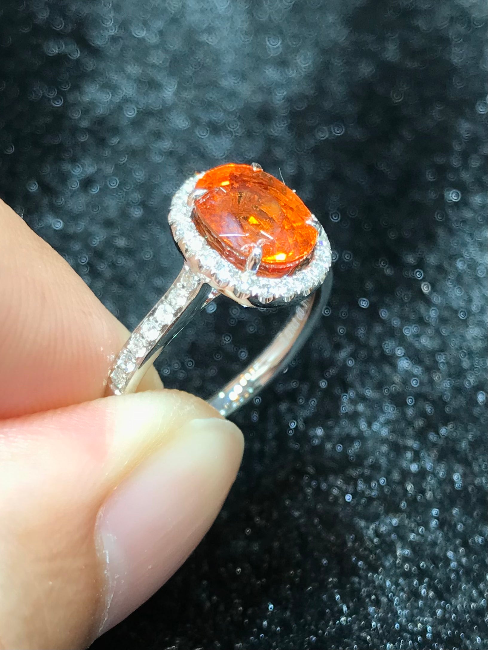 Natural Mandarin Garnet 3.01ct Ring - Orange Gemstone Jewelry for Women, 925 Sterling Silver Engagement Ring, Perfect for Valentine's Day Gift & Special Occasions