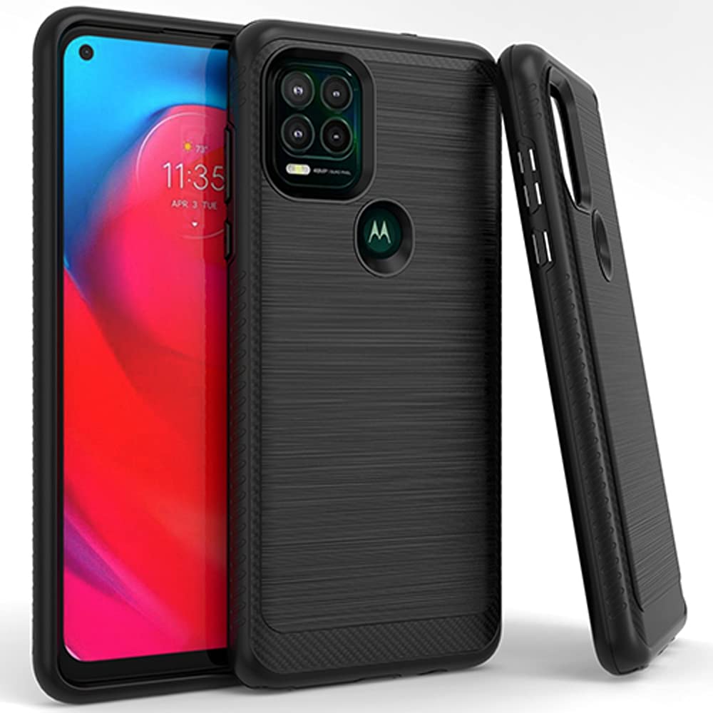 Shock-Absorbing Dual-Layered Phone Case for Moto G Stylus 5G | Brush Black Protective Cover | Durable & Stylish Design for Everyday Use and Outdoor Activities