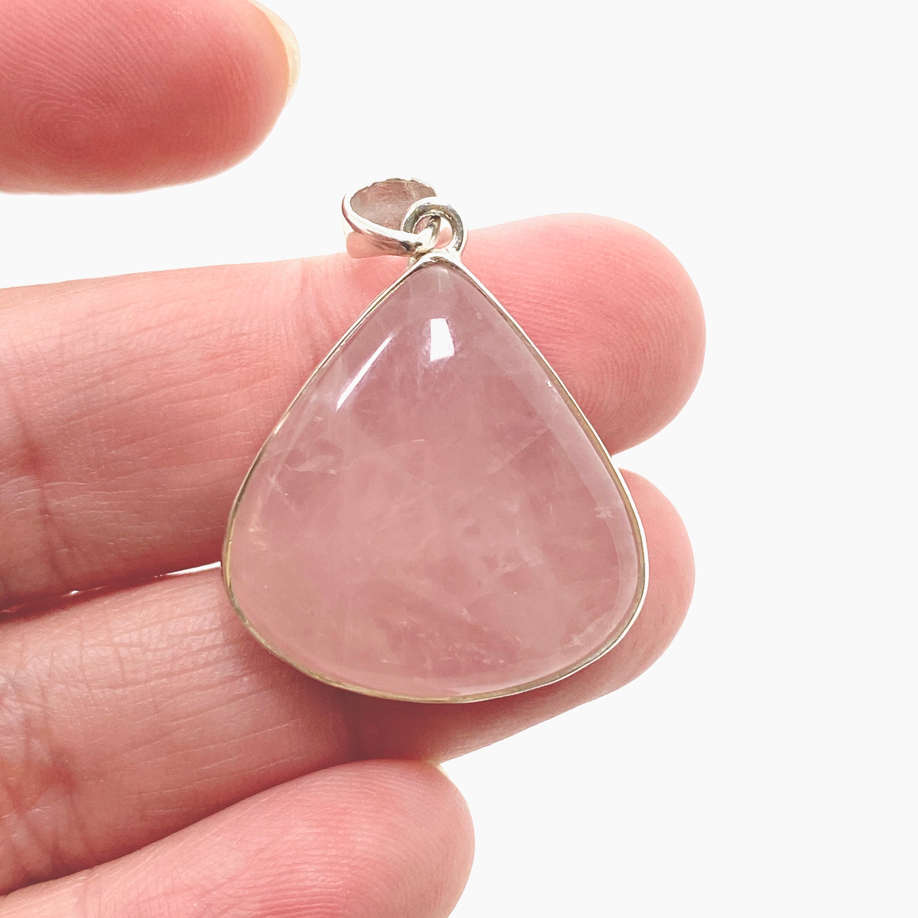 Rose Quartz Teardrop Cabochon Pendant KPGJ4689 - Natural Gemstone Jewelry for Women, Healing Crystal Necklace for Meditation, Yoga & Spiritual Gifts