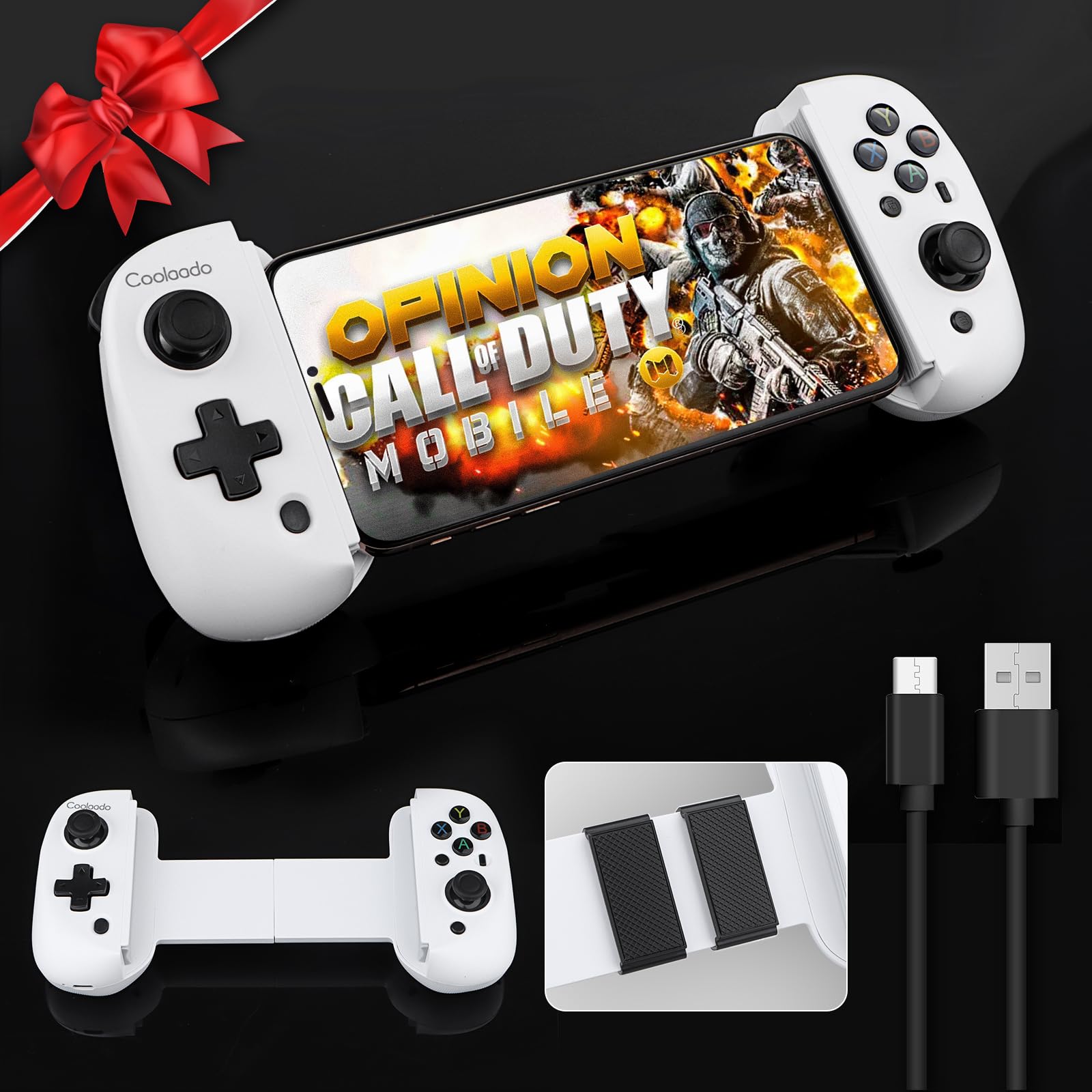 Wireless Bluetooth Mobile Gaming Controller for iOS & Android - Universal Gamepad with Adjustable Clip for iPhone, iPad, Samsung - Compatible with Xbox, PS3/4, Switch, PC (White) - Perfect for Cloud Gaming, Mobile Esports & Console Gaming on the Go
